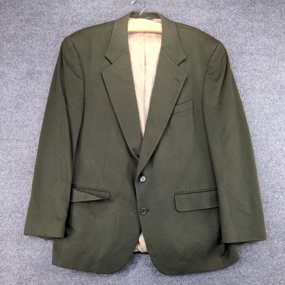 Neiman Marcus Men's Blazer Jacket Green Size Actual 44x32 100% Cashmere - Picture 2 of 13